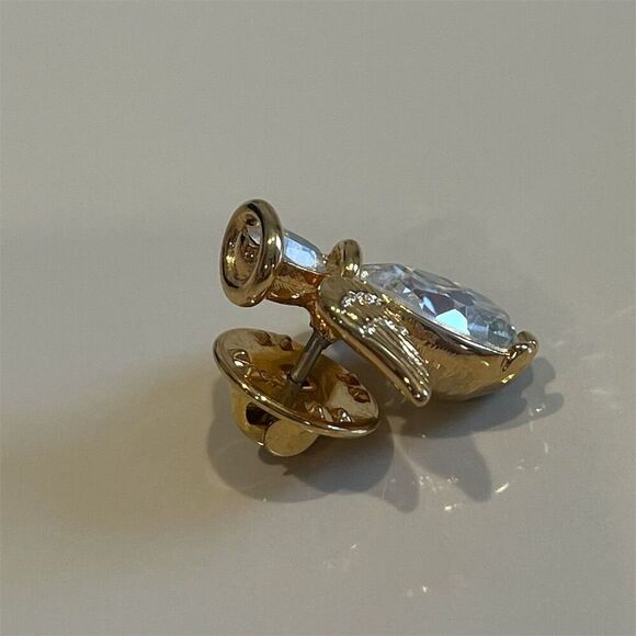 Vintage Barbara Mandrell Gold-Toned Angel Pin with Clear Rhinestones - Picture 2 of 11
